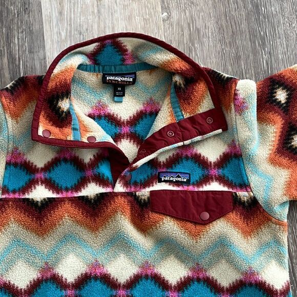 Patagonia Synchilla Snap T Fleece Timber Twist Aztec Pullover Cinder Red Size XS - Picture 11 of 15